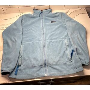 Patagonia Women's Medium Zip Up Fleece, Light Blue & Gray